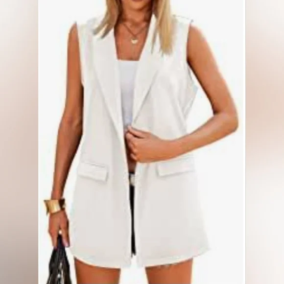 #40  🛑L CHIC SLEEVELESS BLAZER VEST - Picture 8 of 8